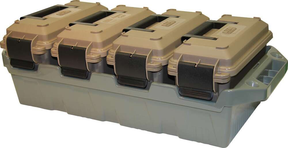 Misc. Accessories MTM Case Gard Ready Series MTM 4-CAN AMMO CRATE 30 CAL DARK EARTH/ARMY GREEN